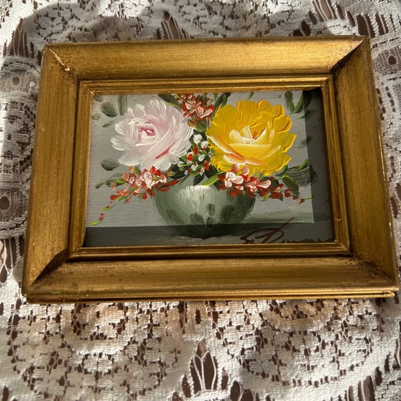 Other - Floral Painting with Gold Frame